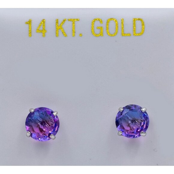 1.65ct Natural Tourmaline and Diamond 14K Solid White Gold  Tourmaline 1.90 Cts Stud Earrings 14k Solid White Gold